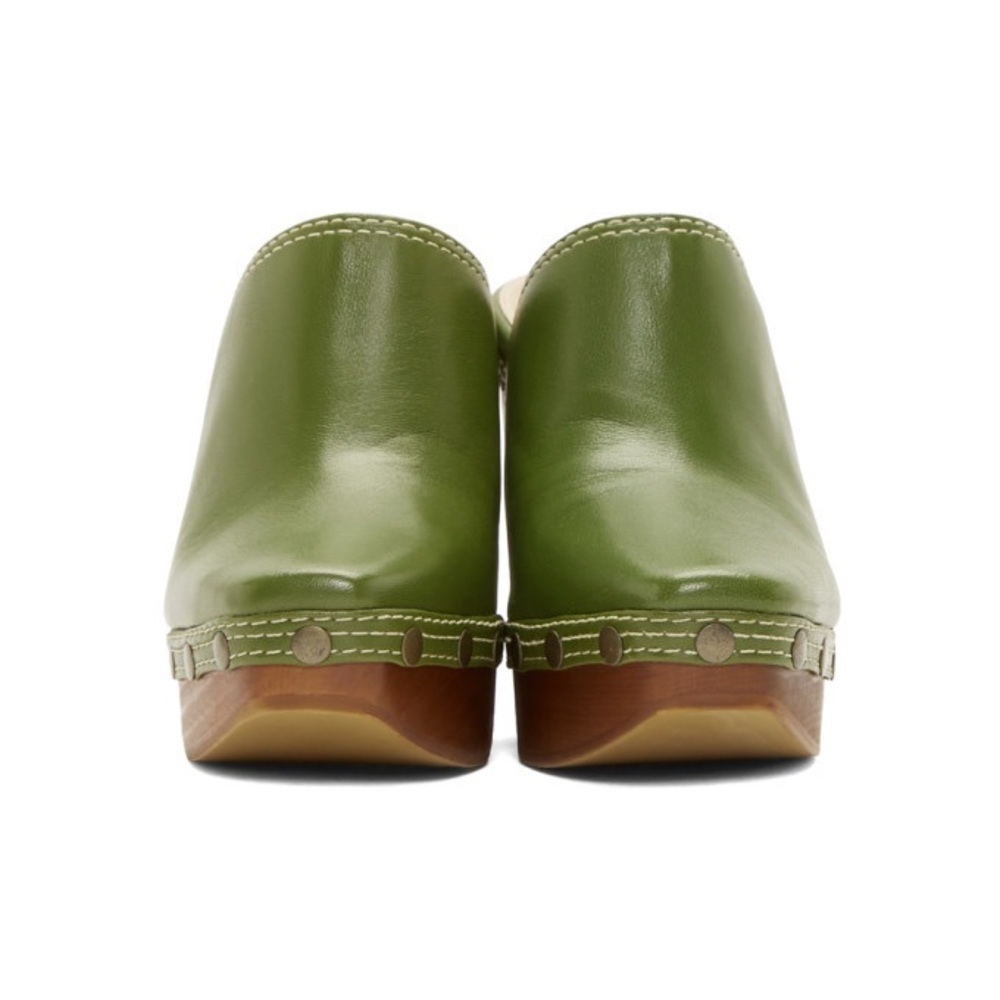 Jacquemus Olive Green Grained Lambskin Leather Les Sabots Heel Clogs - Picture 8 of 8